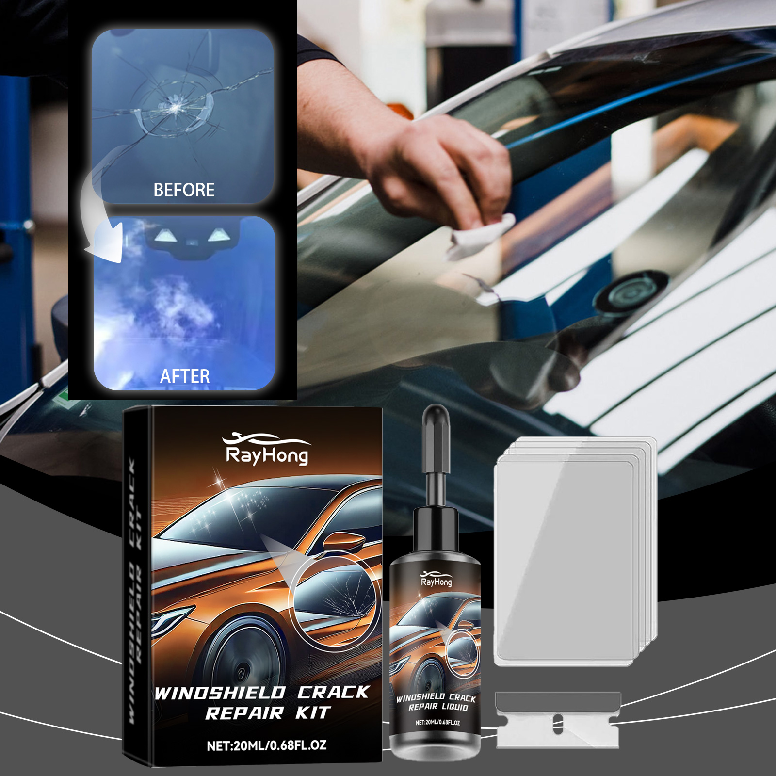 Liquid Uv Glue Kit - Car Windshield Crack Repair Resin Kit