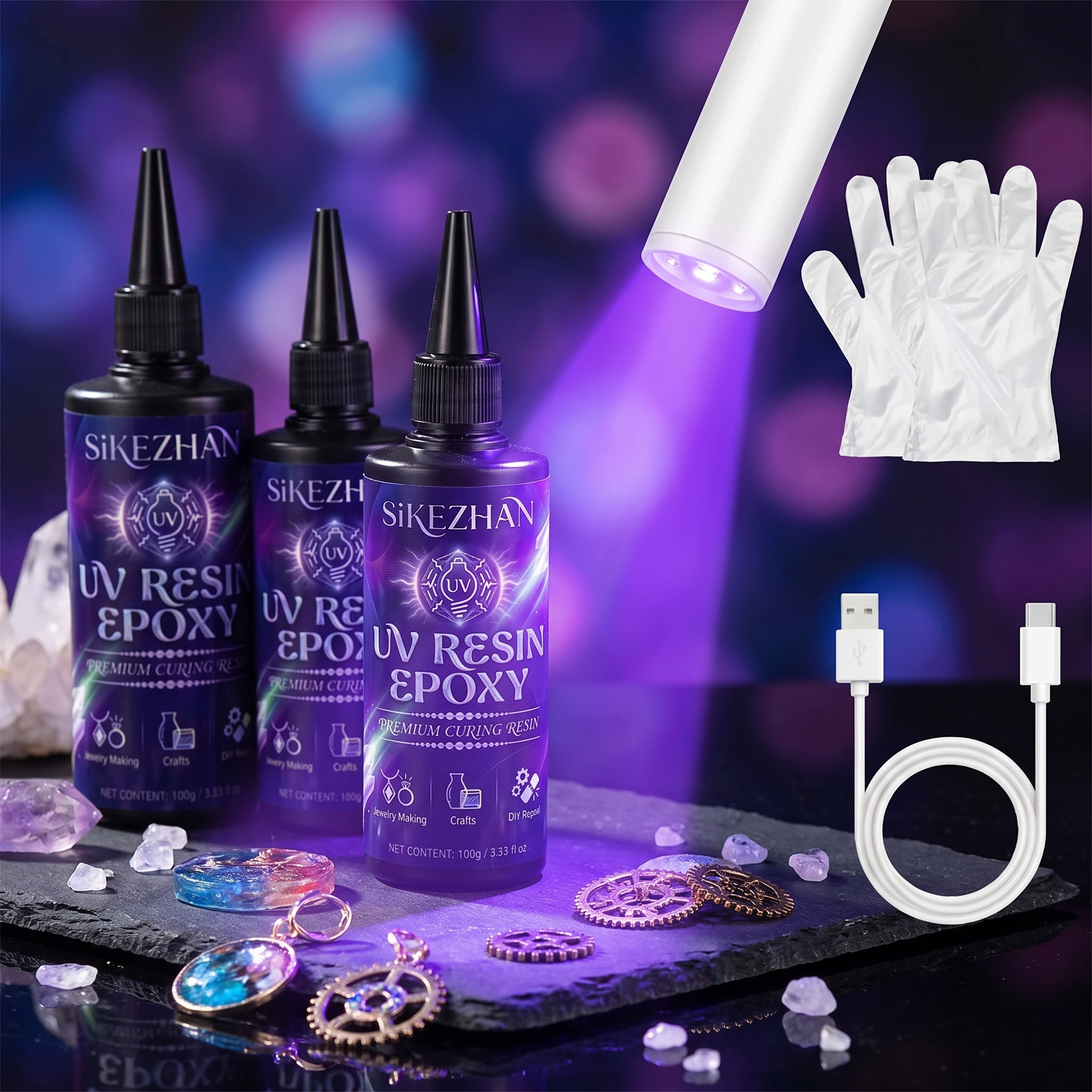 Liquid Uv Glue Kit - Crystal Clear UV Glue Kit with