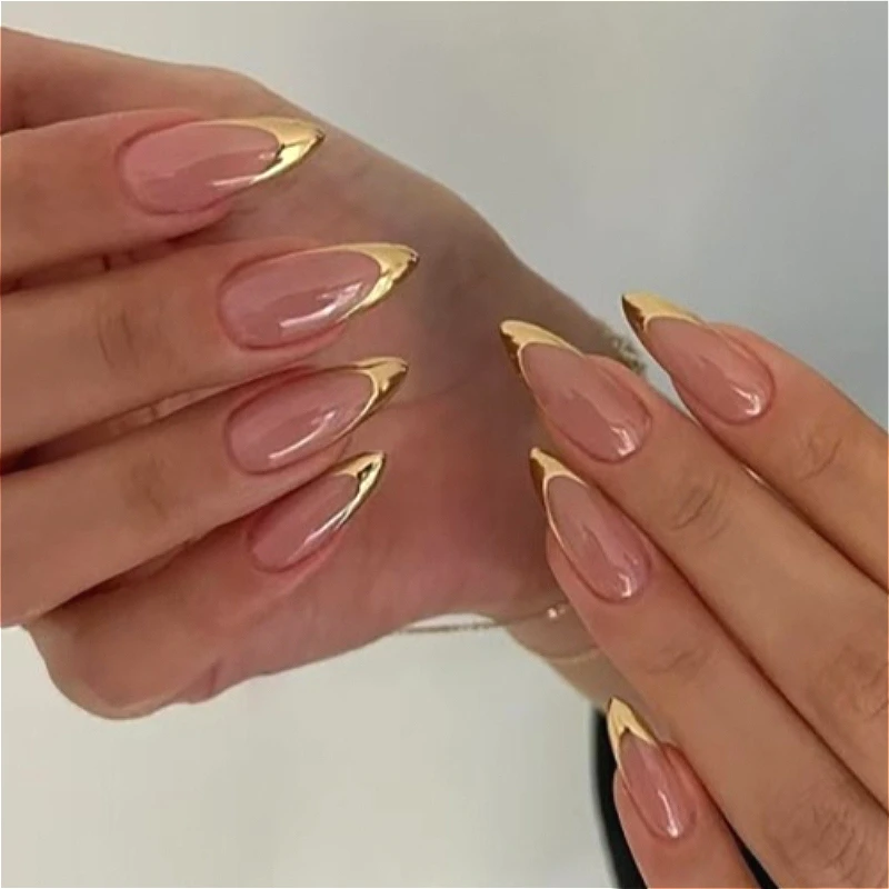 Full Cover Adhesive - 24Pcs Elegant Almond Press On Nails