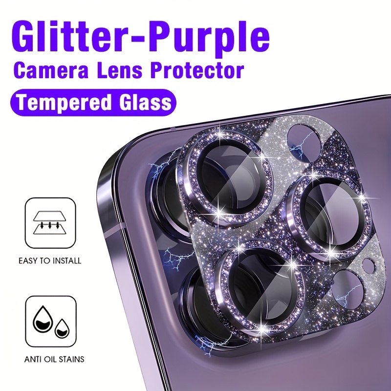1 Pcs Glitter-Purple Camera Le - Tempered Glass Screen 9H recension och pris
