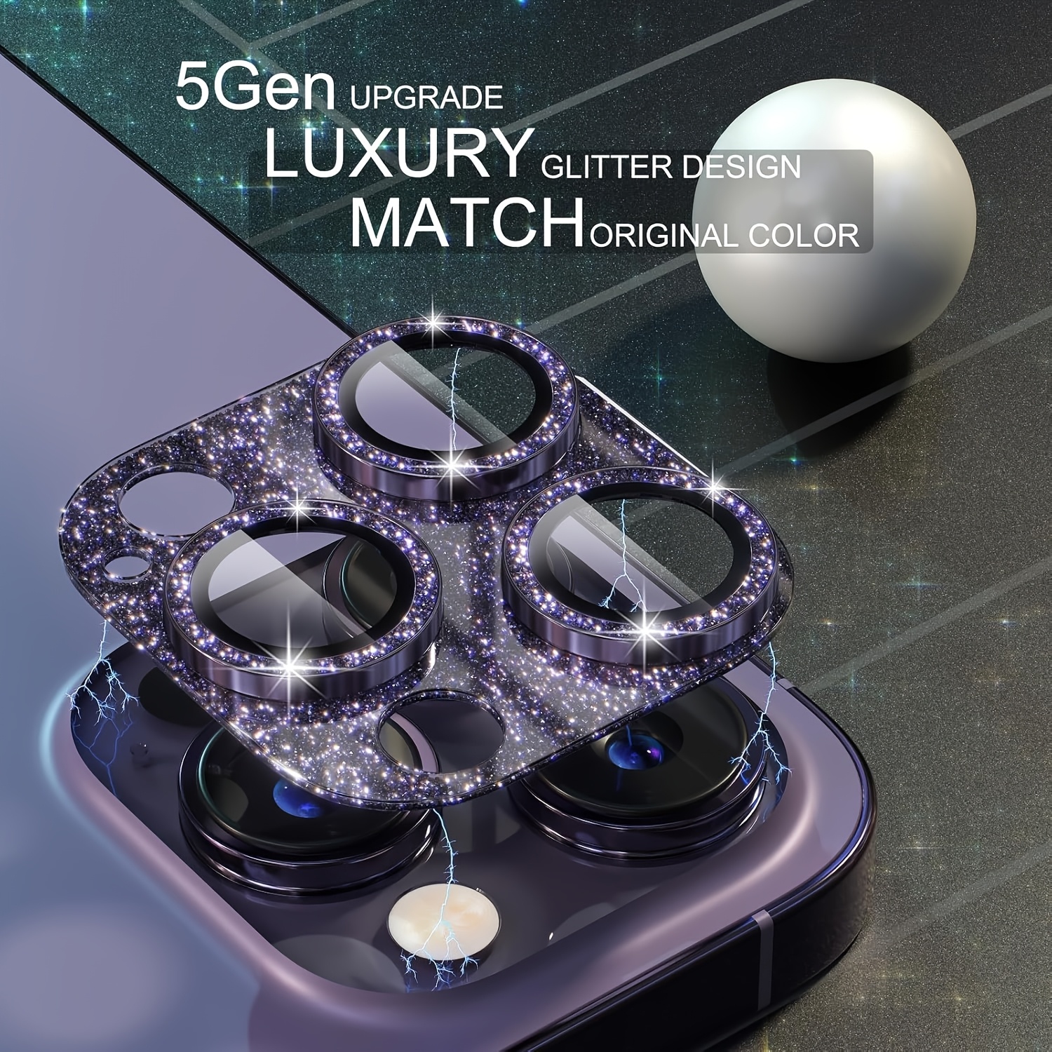 1 Pcs Glitter-Purple Camera Le - Tempered Glass Screen 9H recension och pris