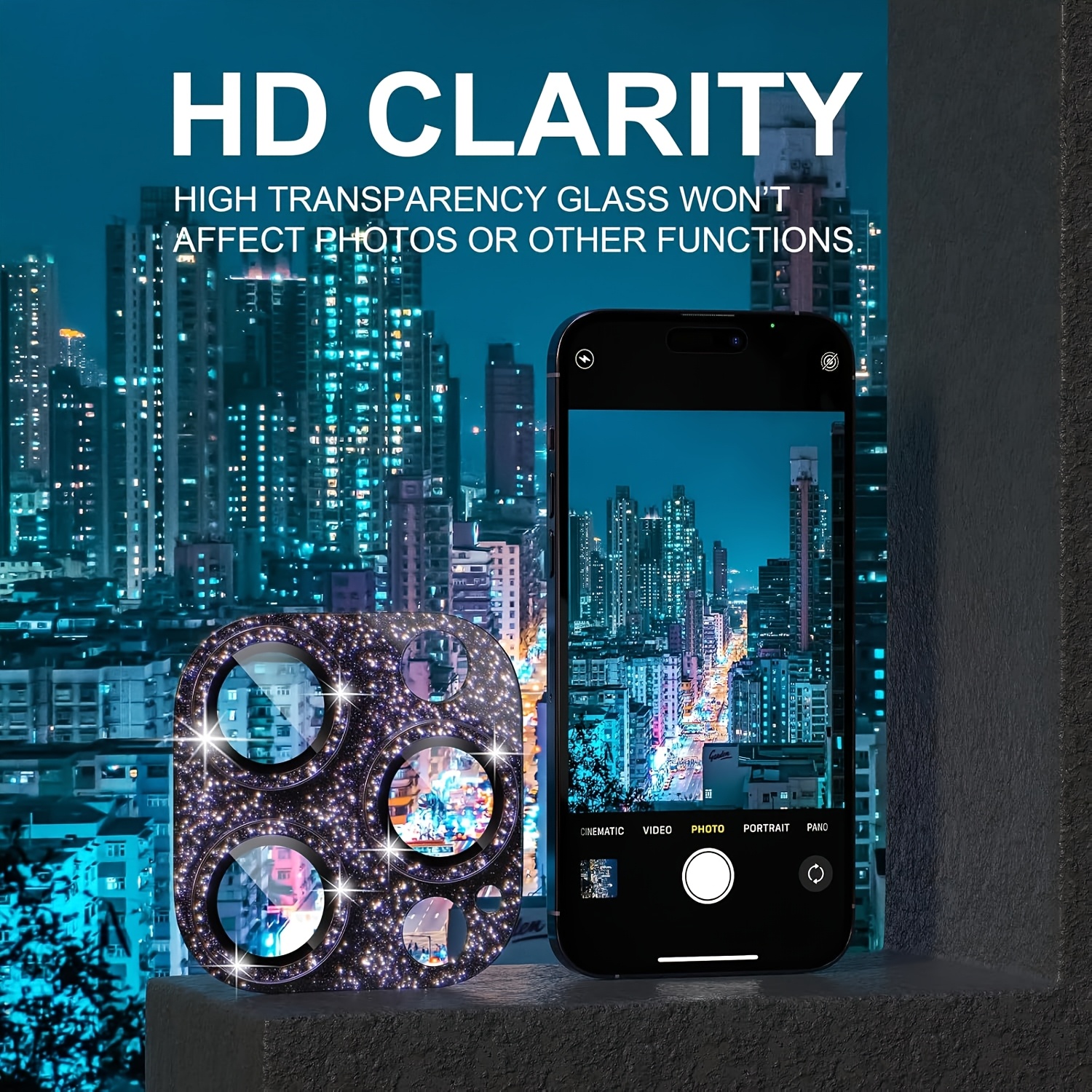 1 Pcs Glitter-Purple Camera Le - Tempered Glass Screen 9H recension och pris