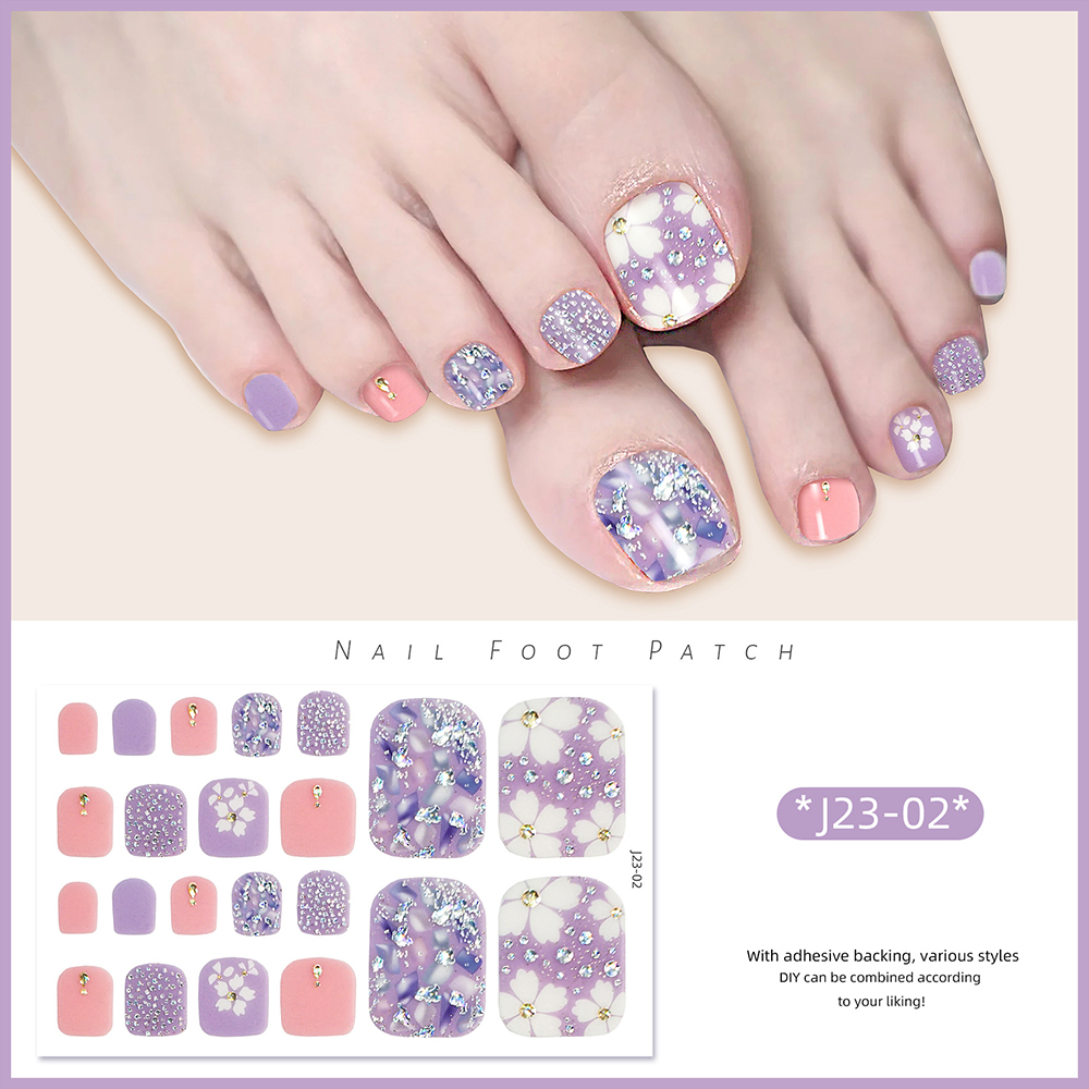 22tips/Sheet Toe Nail Stickers - Full Cover Adhesive recension och pris