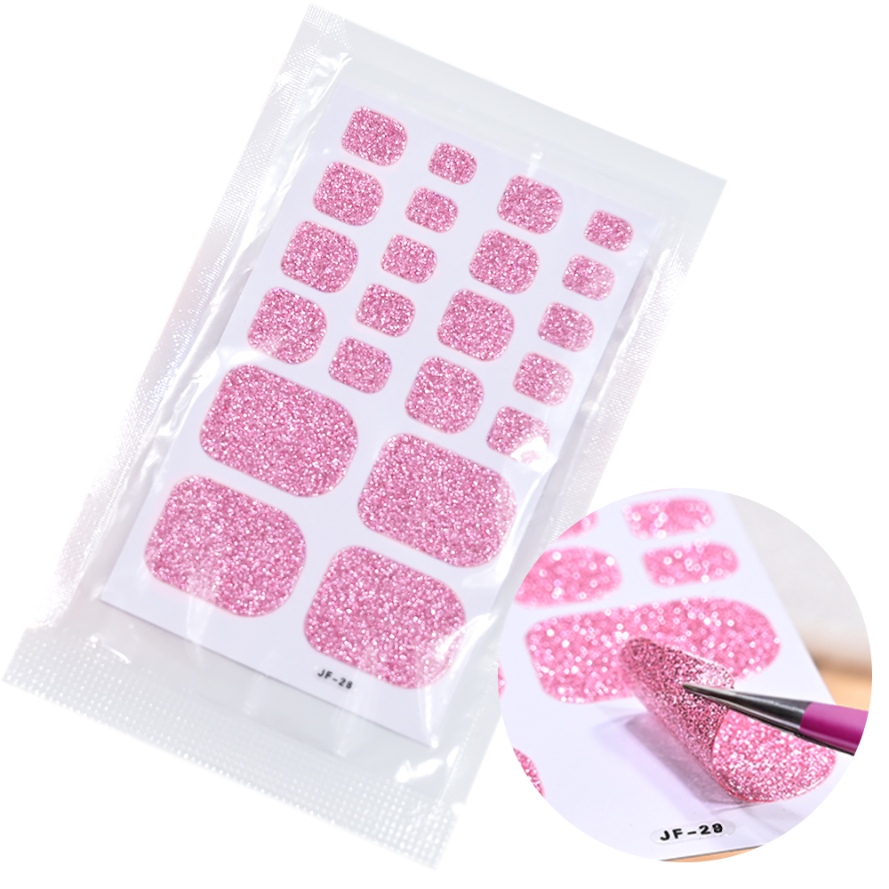 22Tips Pink Glitter Toe Nail S - Full Cover Adhesive recension och pris