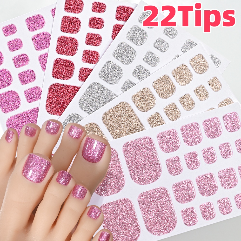 22Tips Pink Glitter Toe Nail S - Full Cover Adhesive recension och pris