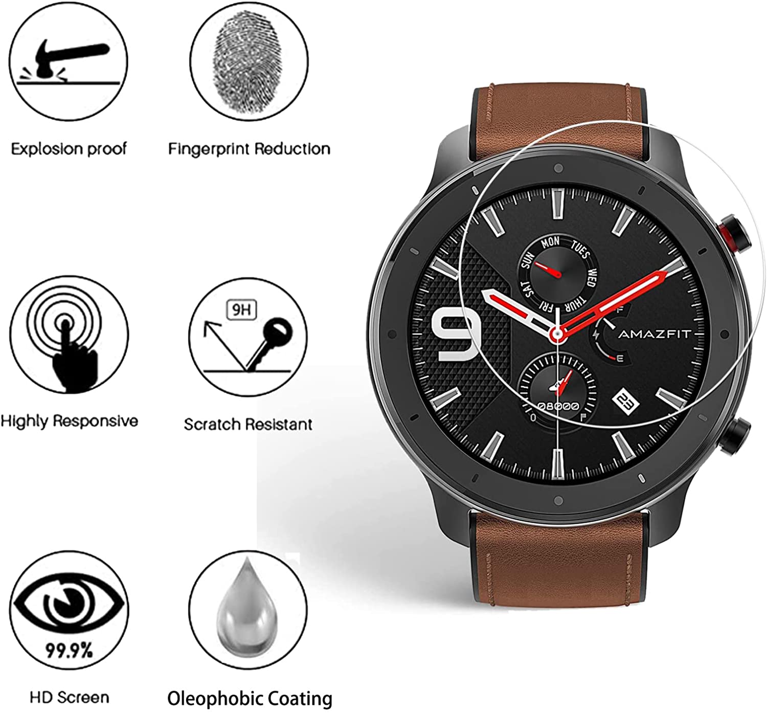 9H Tempered Glass Film For Ama - Smartwatch Screen Film recension och pris