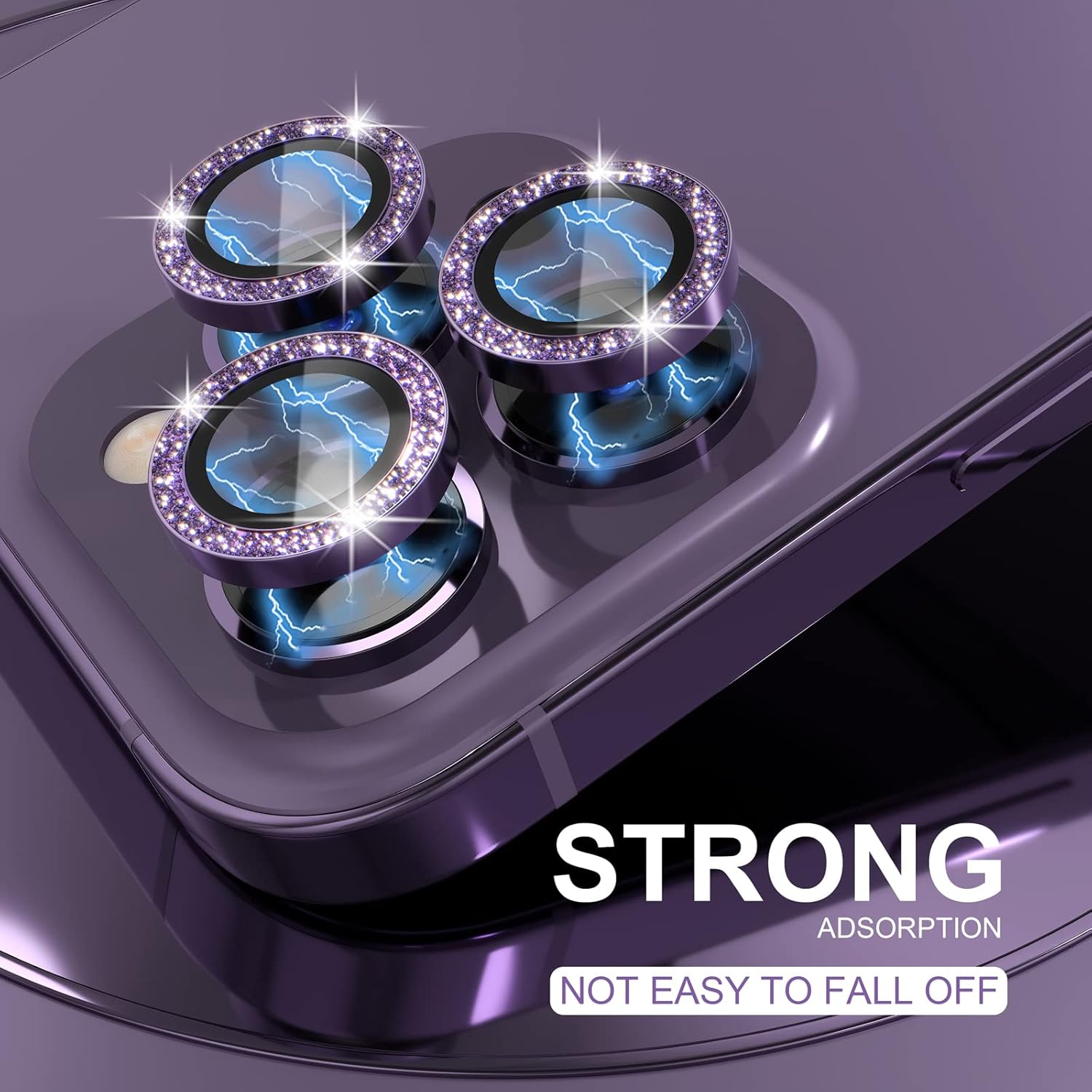 1Set Bling Glitter Purple Came - Tempered Glass Screen 9H recension och pris