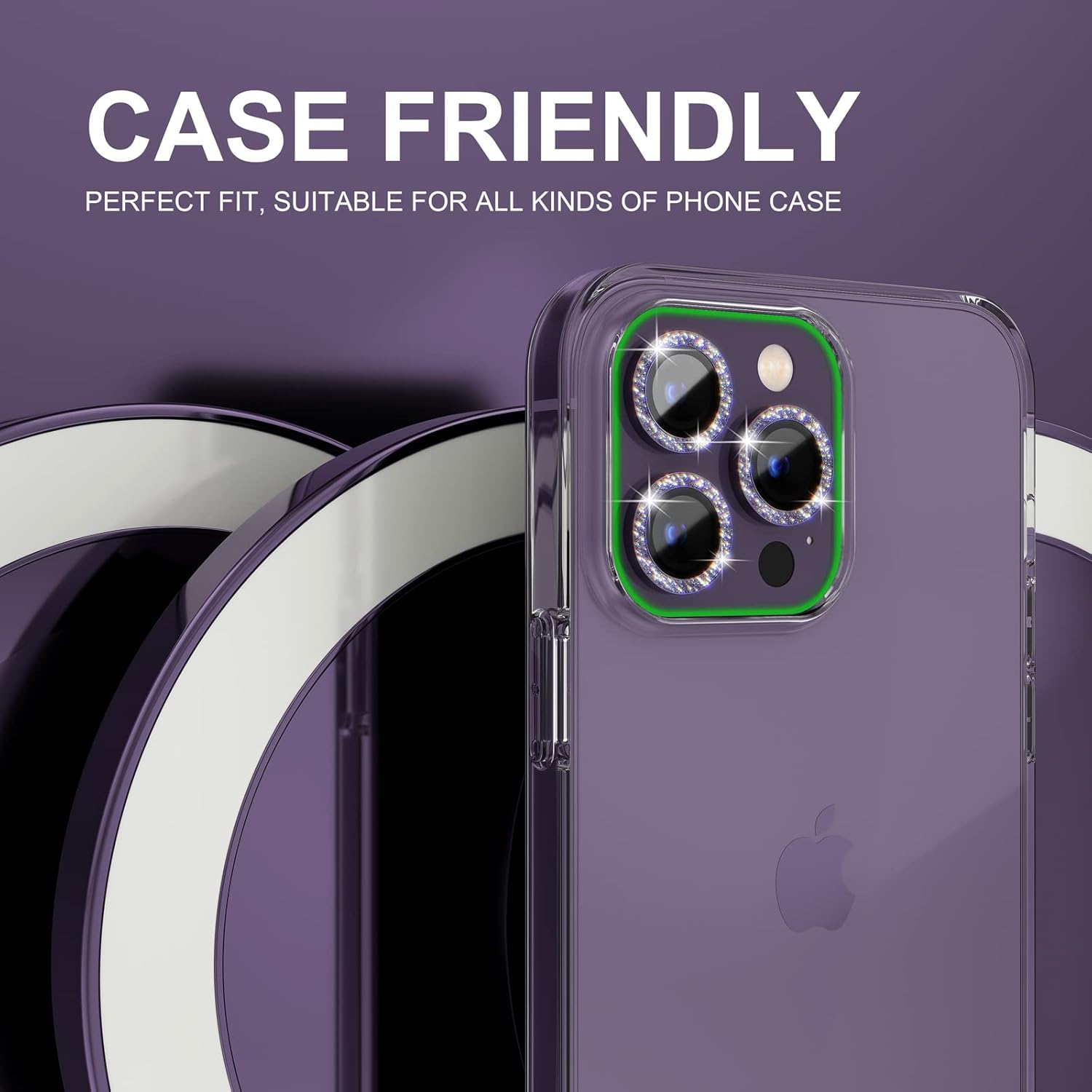 1Set Bling Glitter Purple Came - Tempered Glass Screen 9H recension och pris