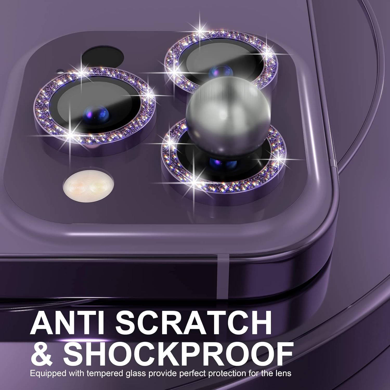 1Set Bling Glitter Purple Came - Tempered Glass Screen 9H recension och pris